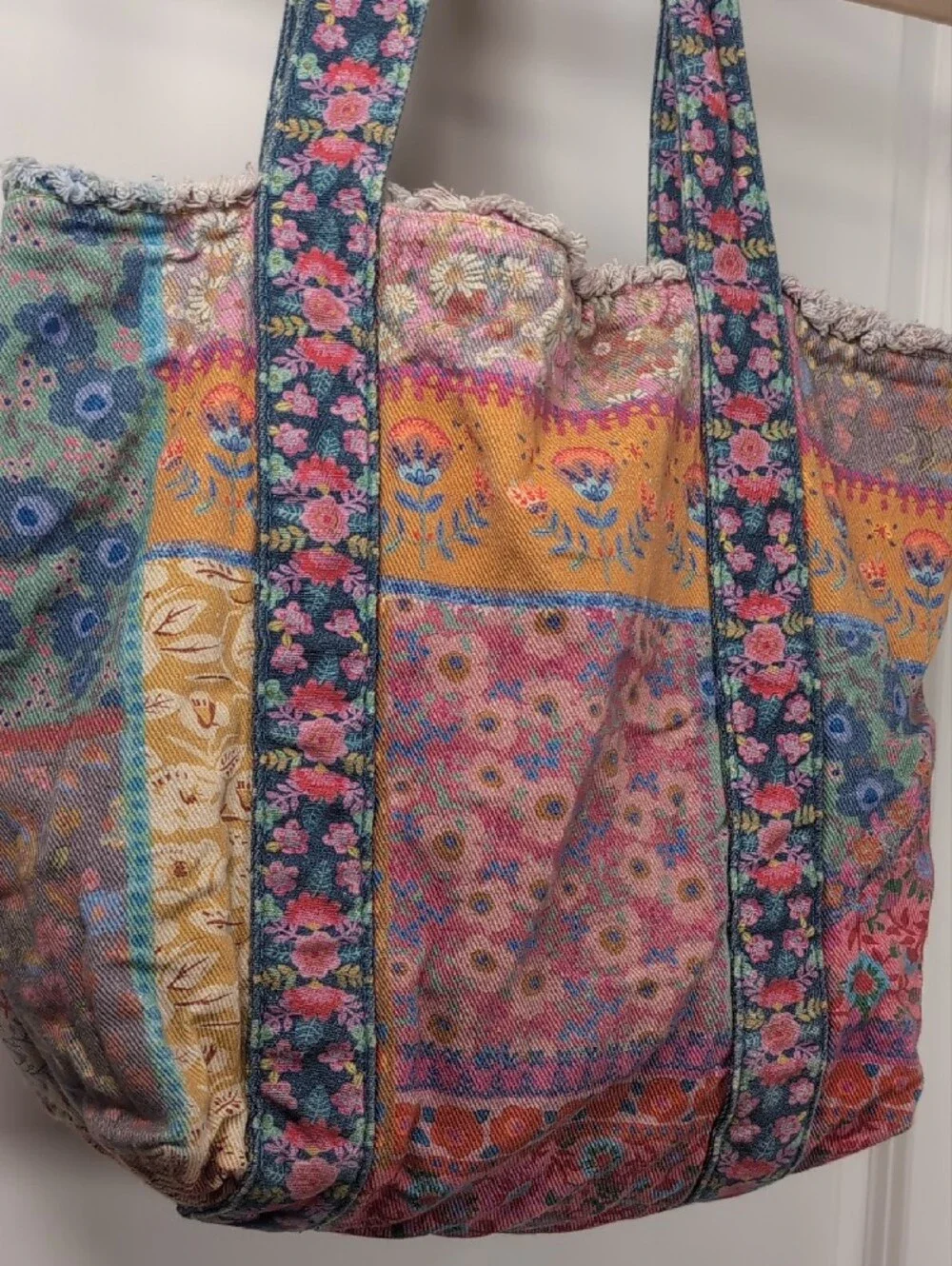 Natural Life Boho Patchwork Floral Tote Bag Purse in Multicolor